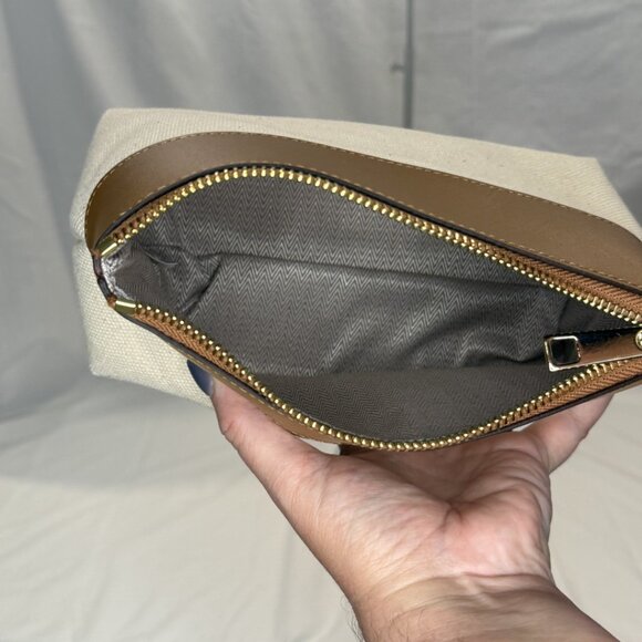 Caramel Woven Leather Bucket Bag, Loop Handles, Removable Shoulder Strap, NWOT - Picture 9 of 16